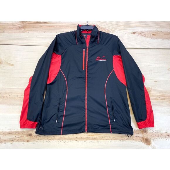 Antigua Jacket Womens Large Black Zip Windbreaker Golf Wilderness Fortune Bay - Picture 1 of 15